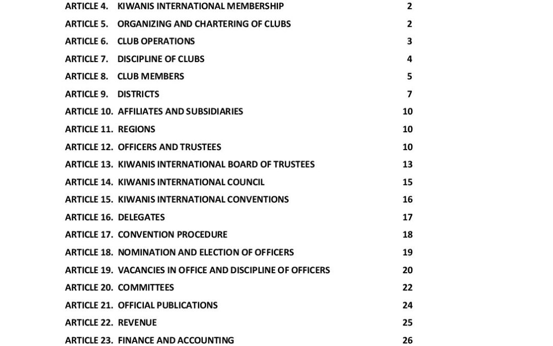 KI Bylaws effective Oct 2025 Kiwanis International